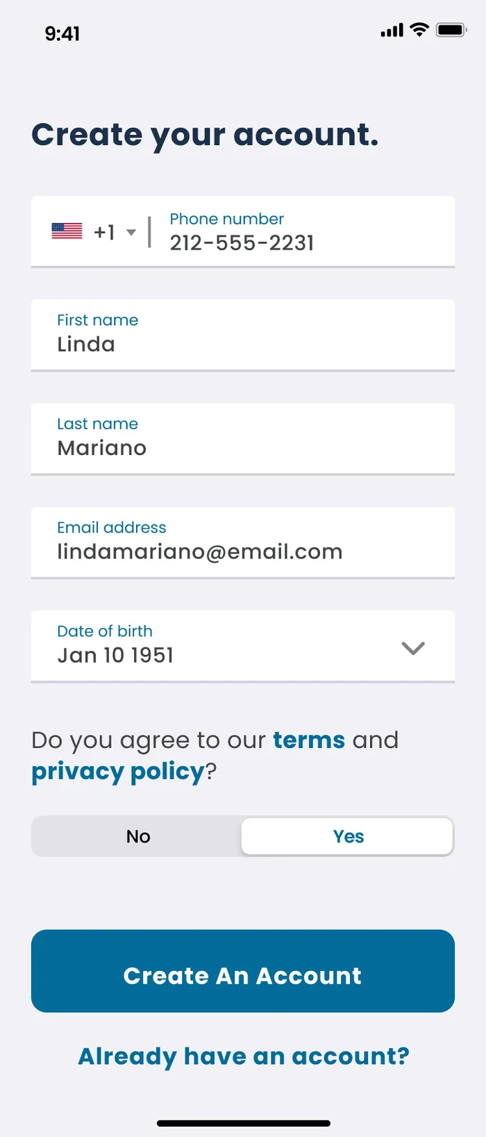 Create your account