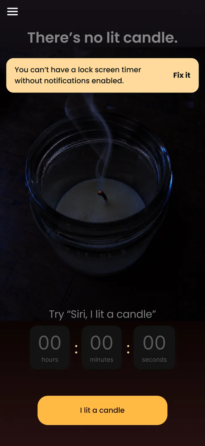 No Candle Lit - Notifications Off