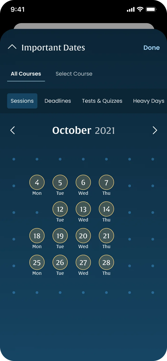 Important dates, filtered