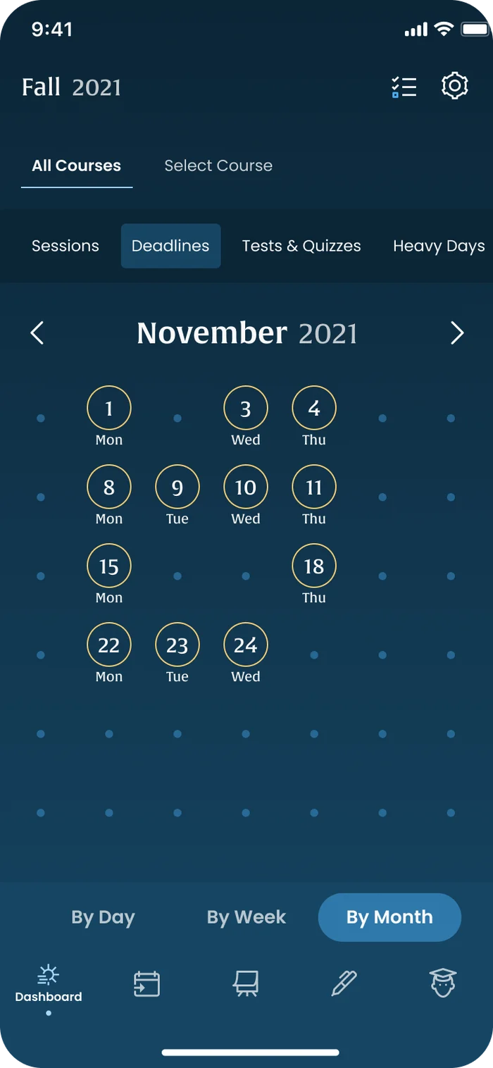 The semester calendar