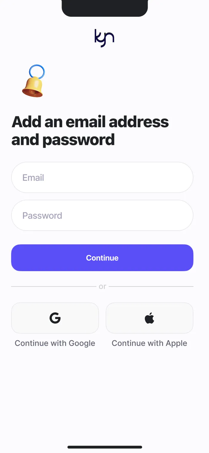 Add an email and password