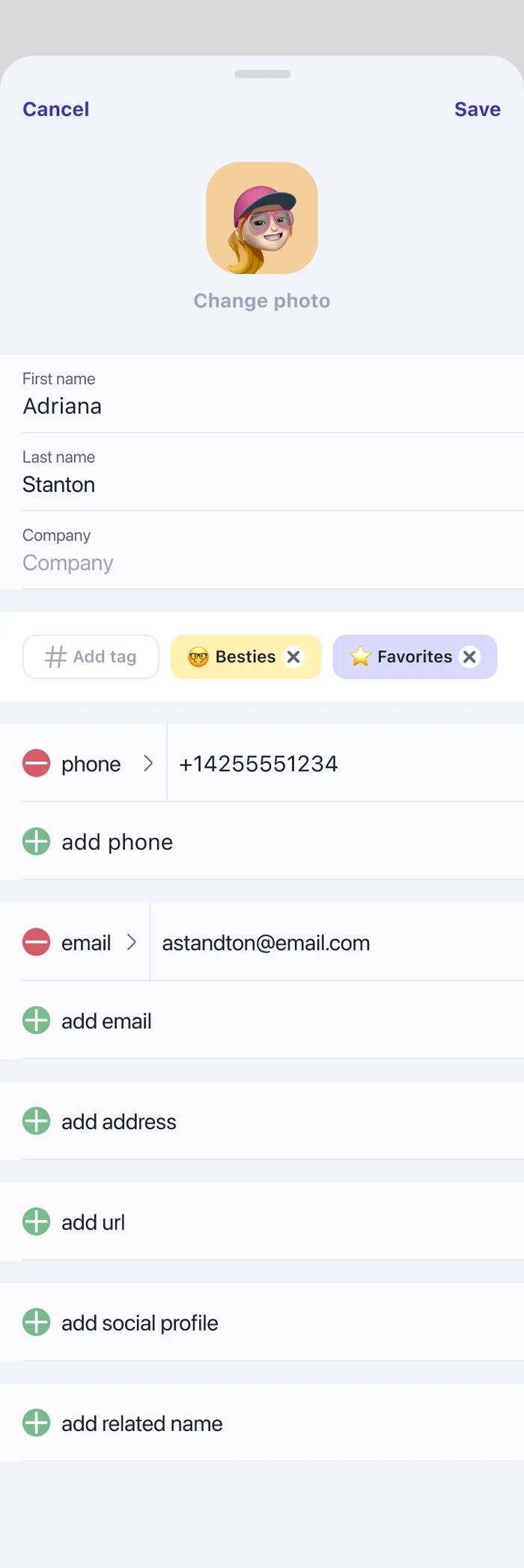 Edit contact