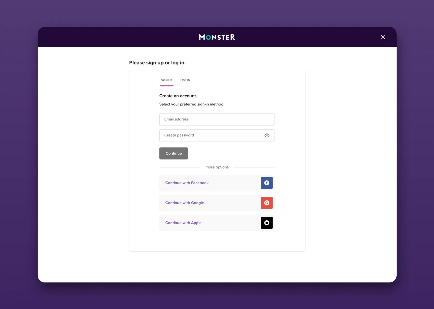 Sign Up or Log In