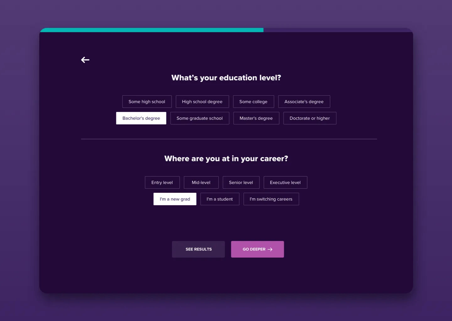 Onboarding - Education and Career Level