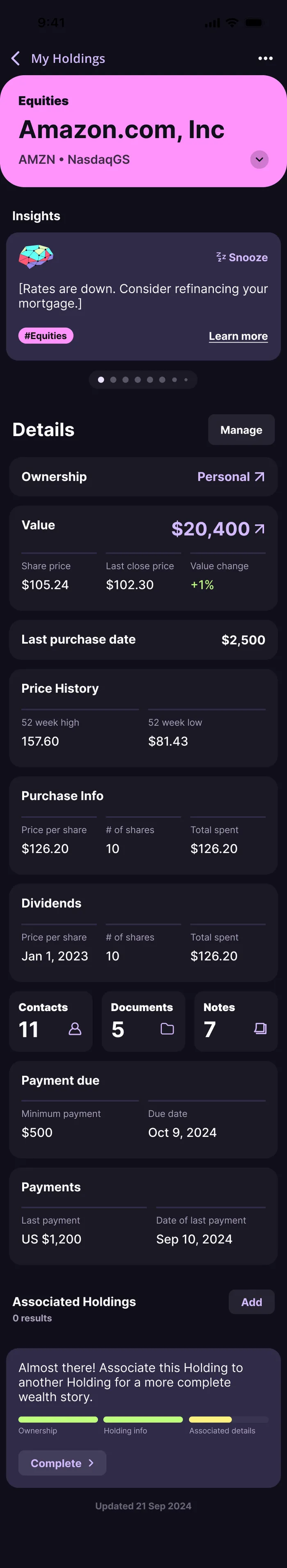 A stock holding