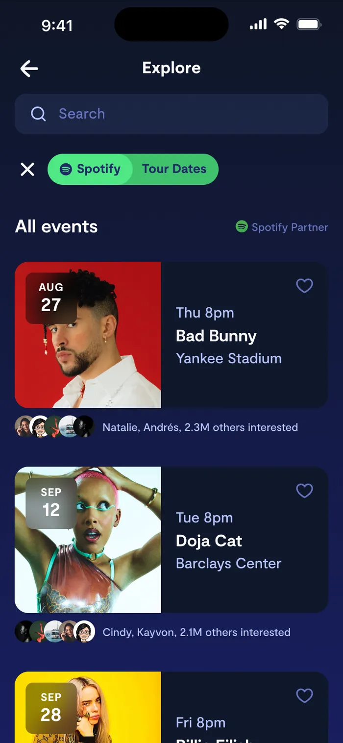 Explore - Spotify Tour Dates