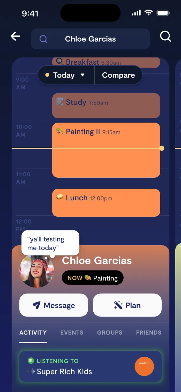 Friend Profile over Their Calendar
