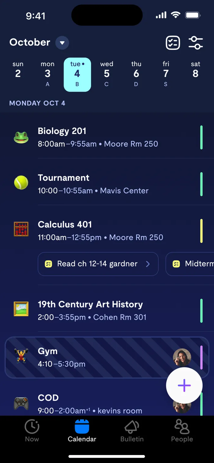 Schedule List with A/B Days