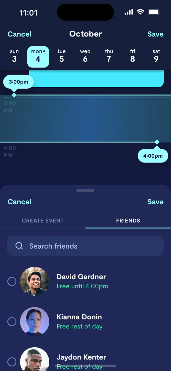 Select Time - Create or Friends