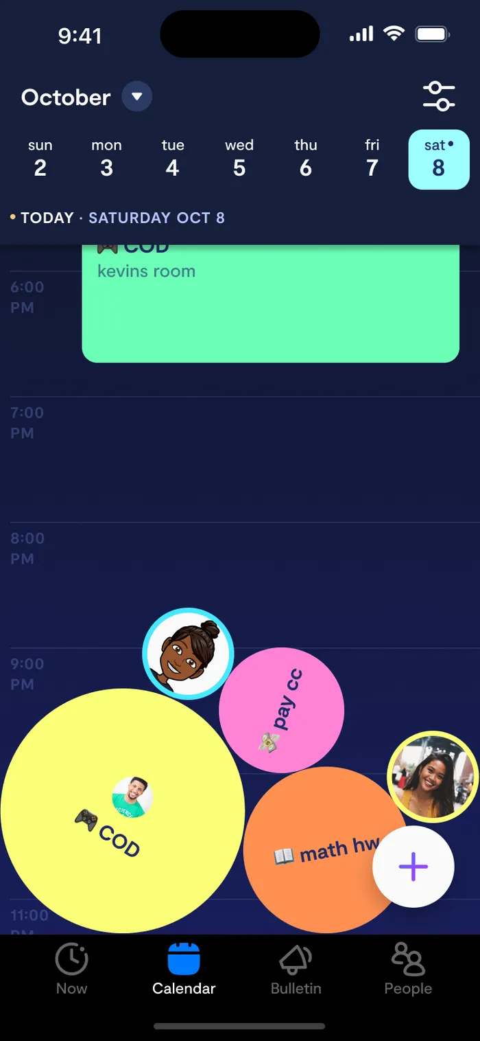 Bubbles over Calendar