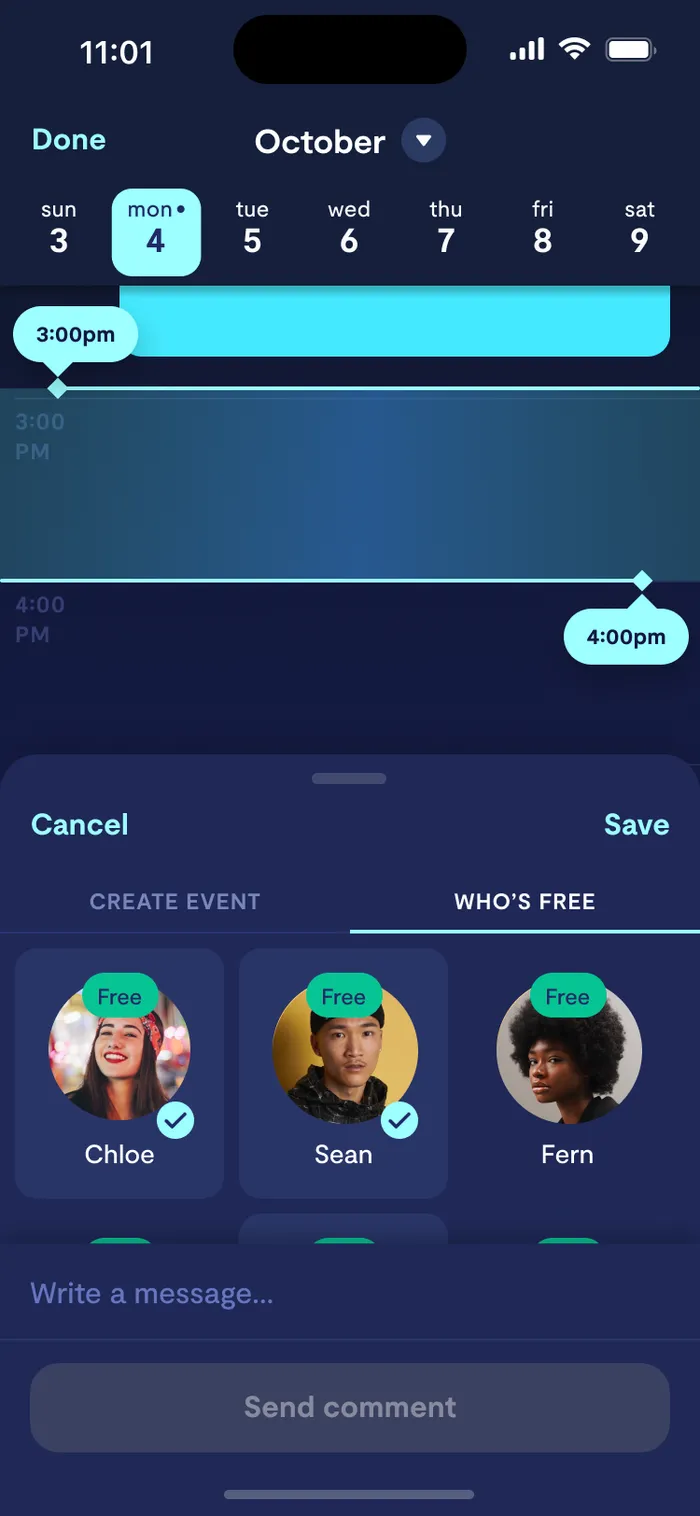 Who's Free - Send a Comment