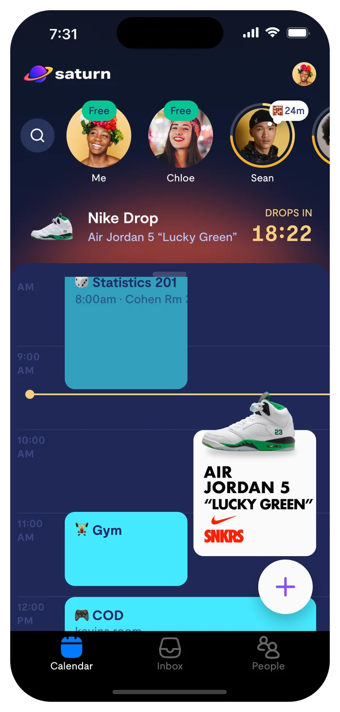 Nike Drop on Home and Calendar