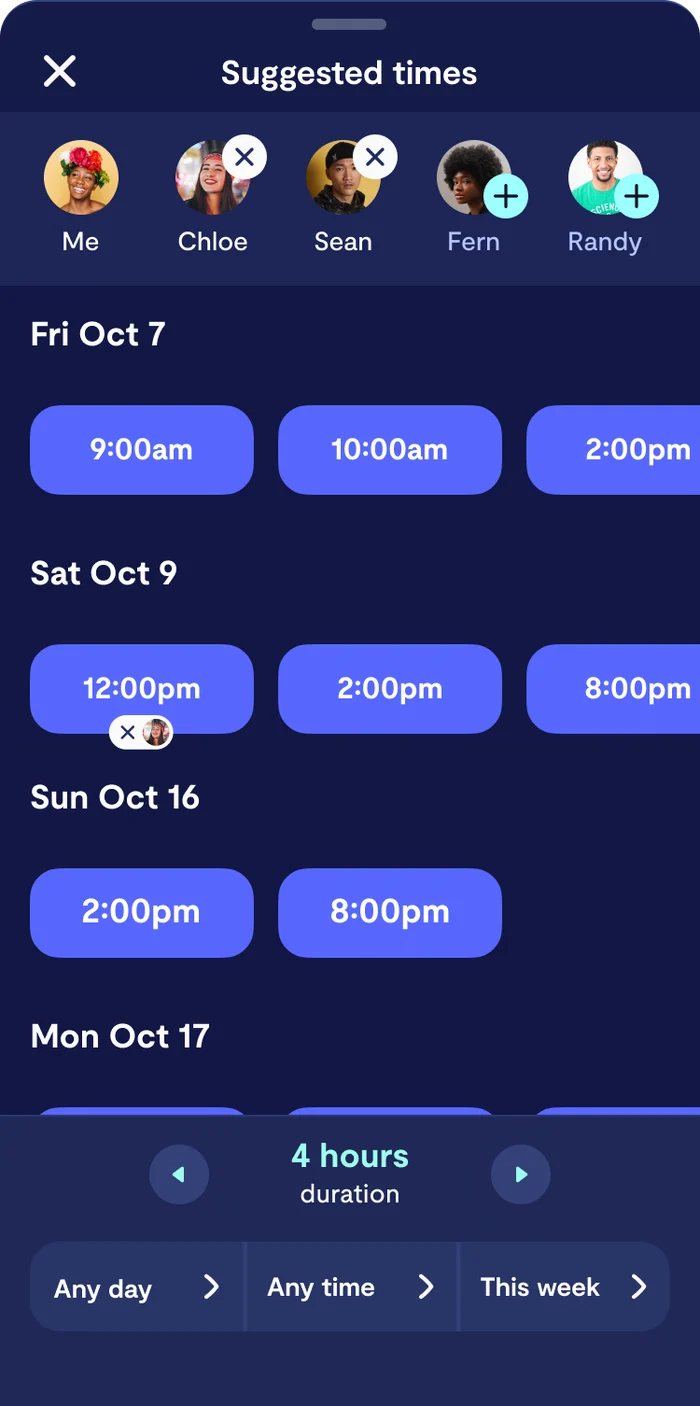 Suggested Times