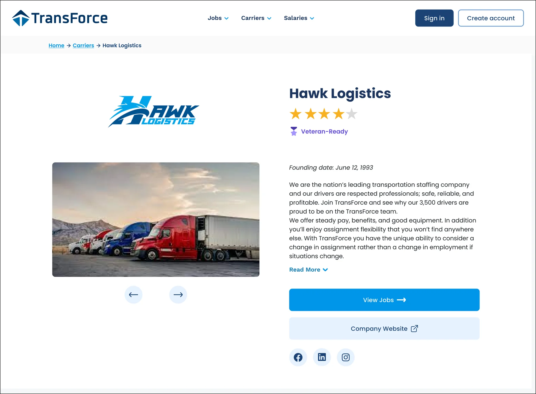 Carrier page