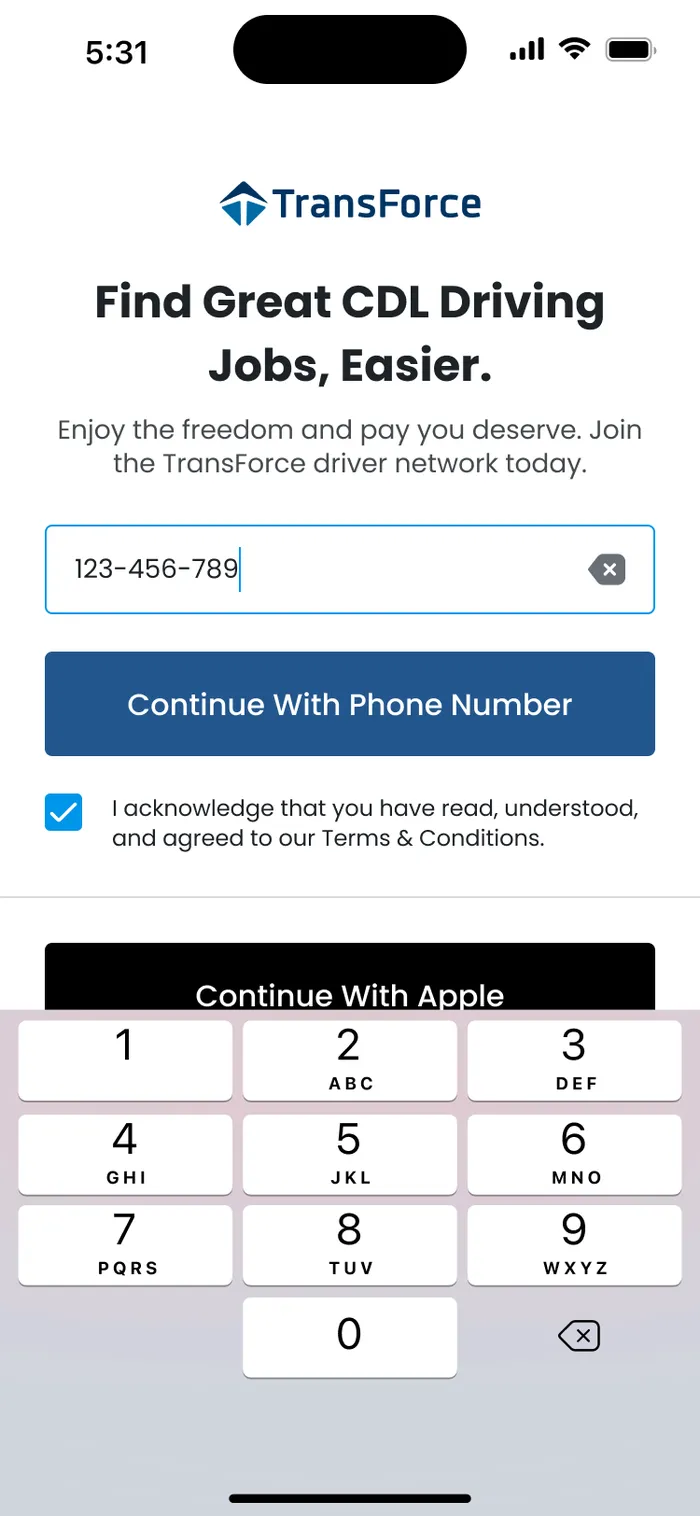 Sign up with a phone number