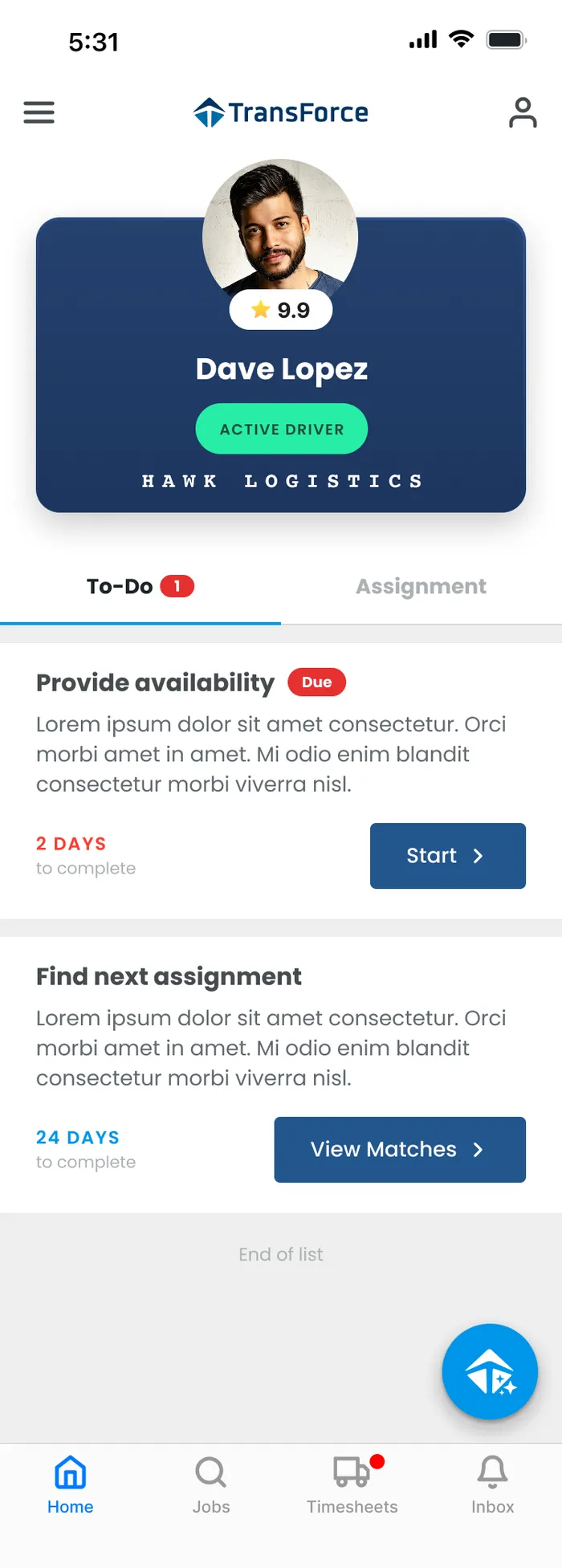 Your to-do list, while active