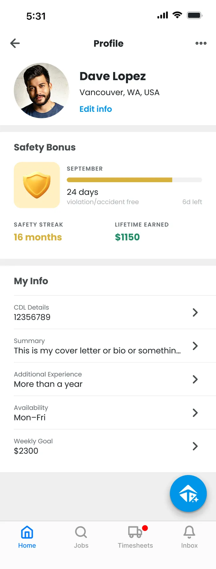 Profile and safety bonus