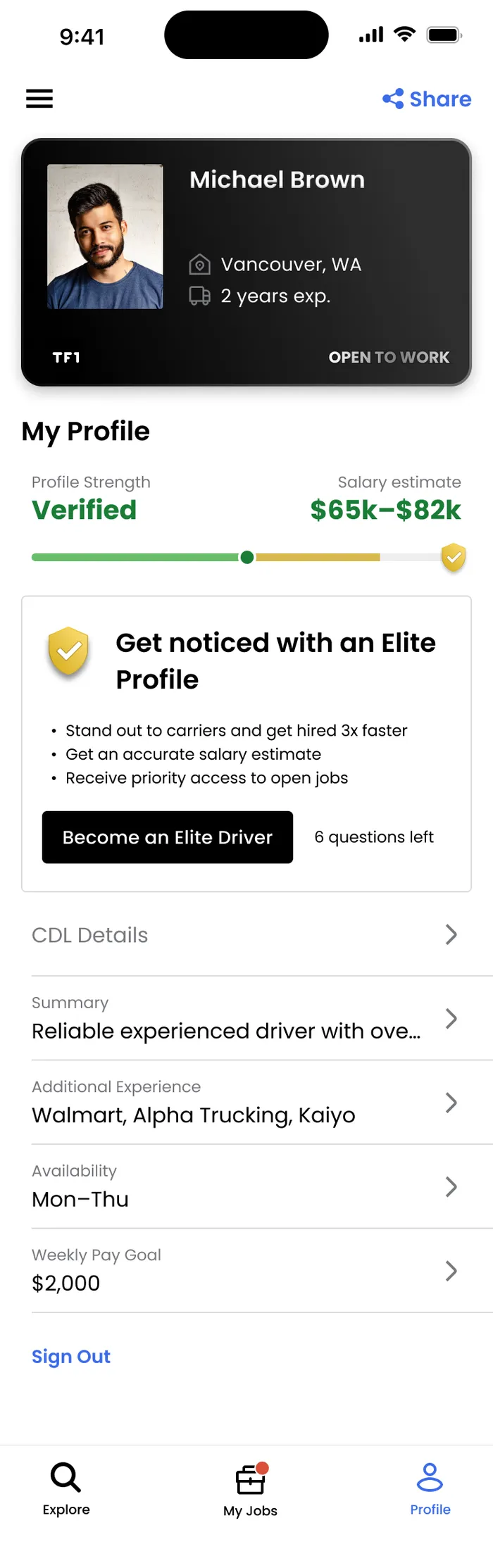 Verified profile