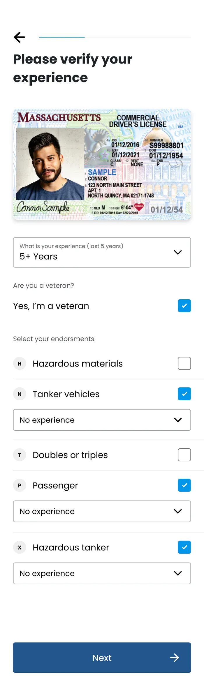 Verify your experience