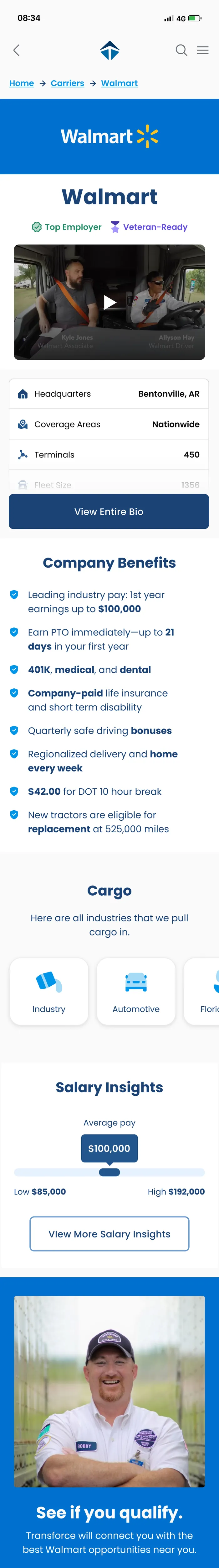 Walmart carrier page