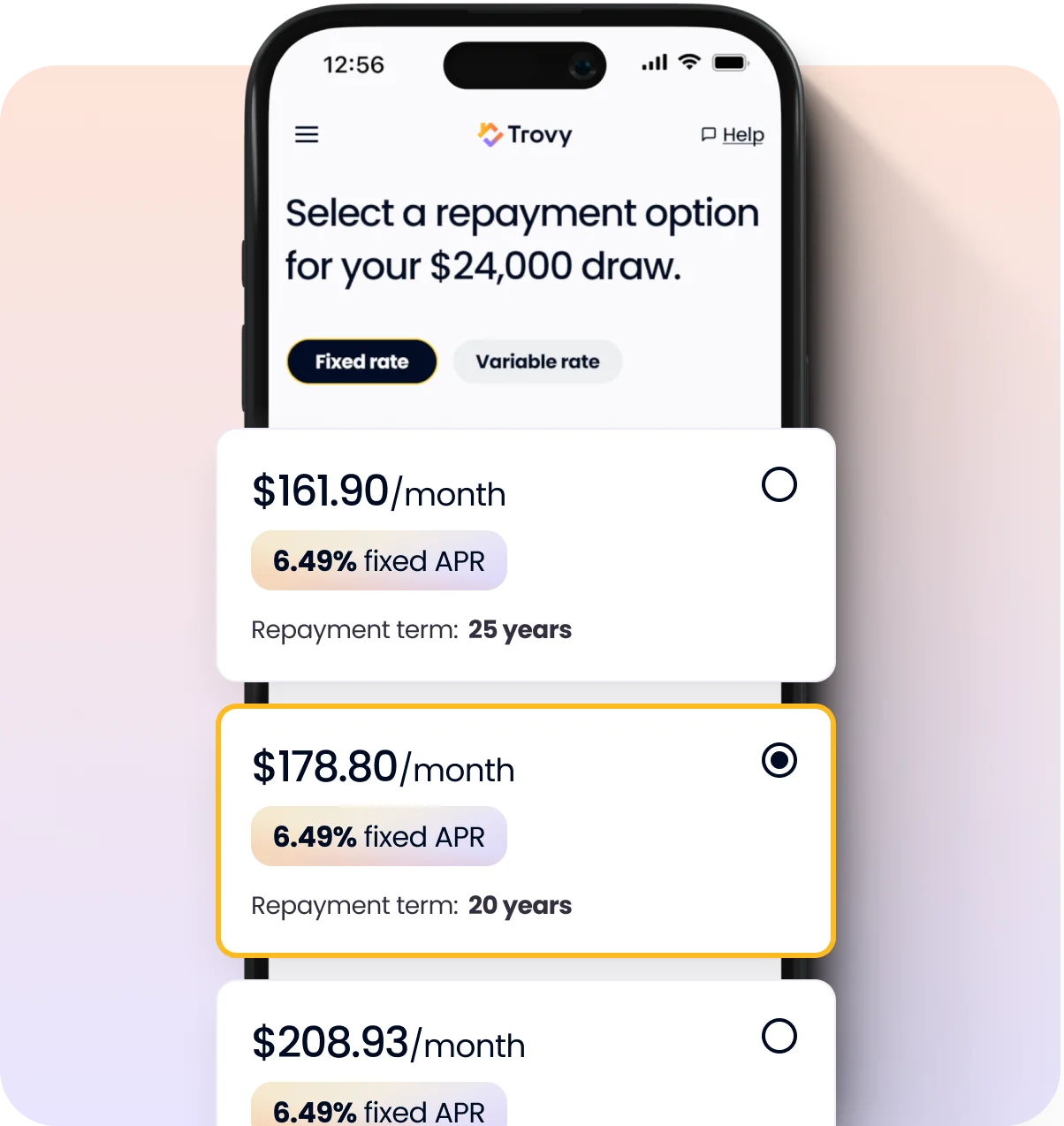 Mobile - Choose a Repayment Option