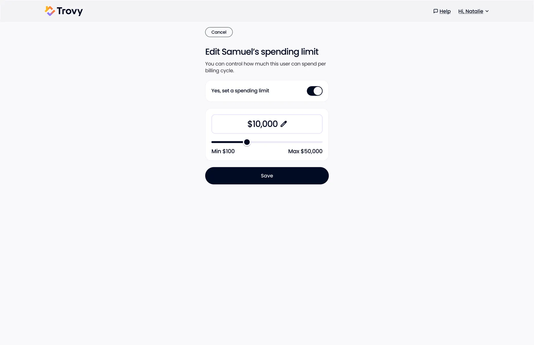 Authorized User Spending Limit