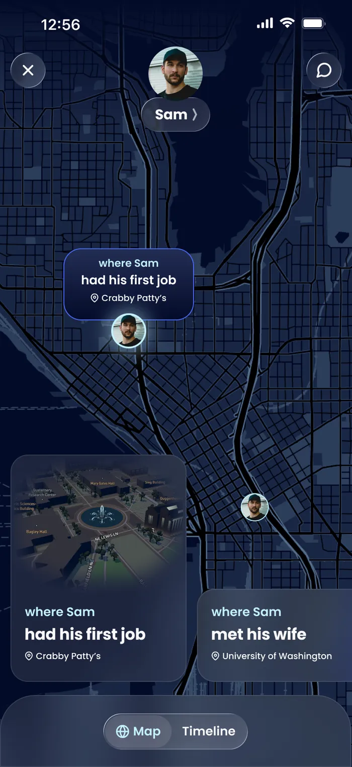 One person's life, on a map